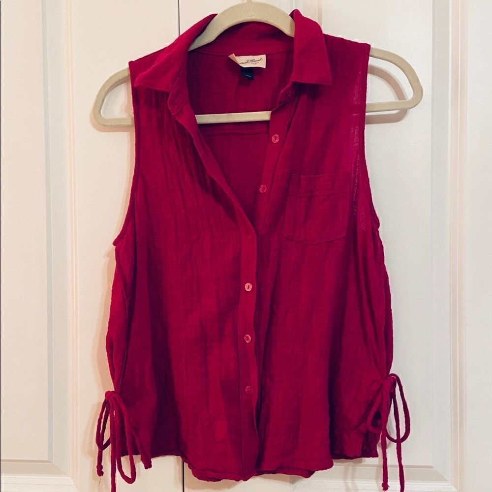 Universal Thread Magenta Pink Sleeveless Side Tie Cotton Blend Top Small